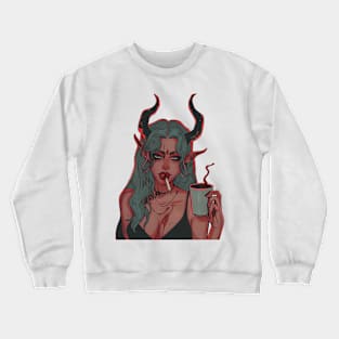 Devil Girl Smoking Cigarette and Coffee Crewneck Sweatshirt